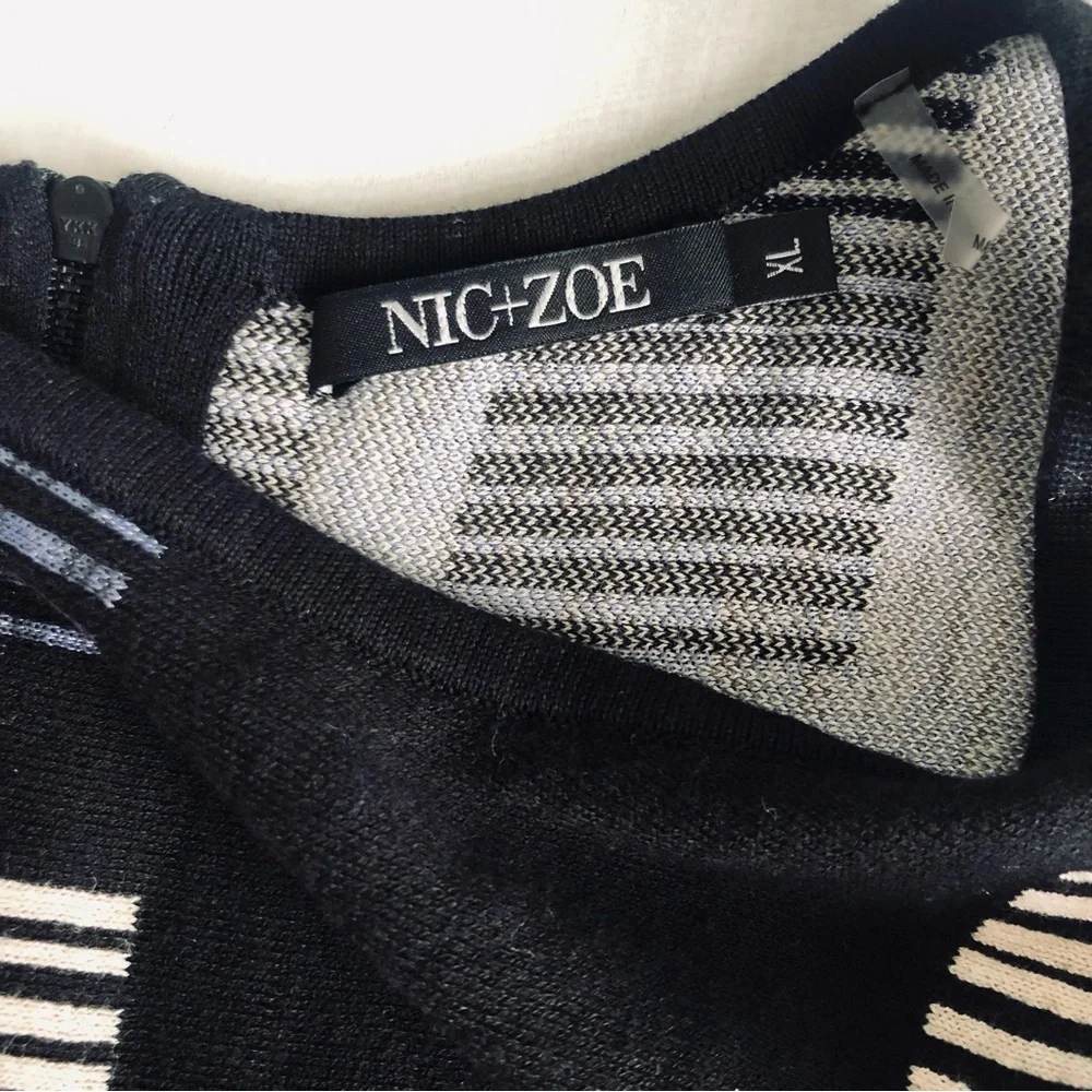 NIC+ZOE Black and Gray Striped Midi Dress NWT - Picture 6 of 15